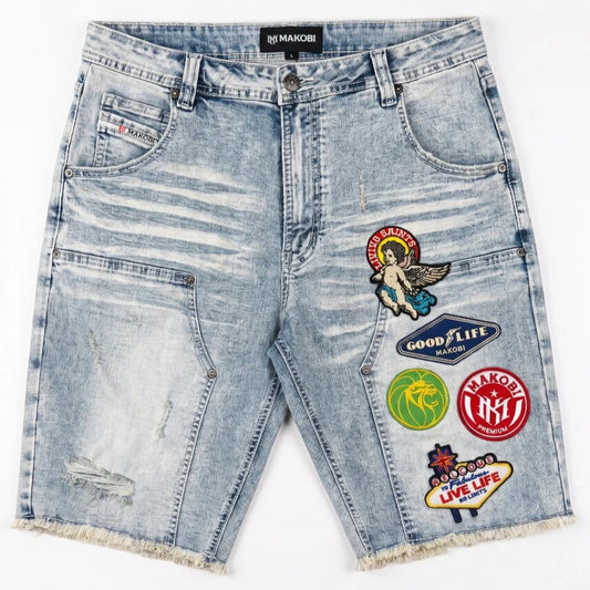 MONDO PATCH DENIM JORTS by MAKOBI