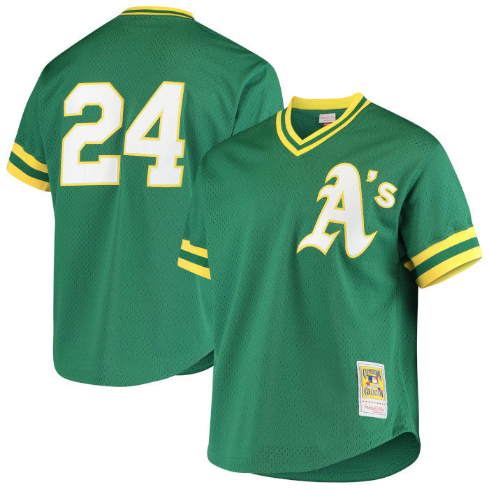 MITCHELL AND NESS AUTHENTIC OAKLAND ATHLETICS 1991 RICKEY HENDERSON BP JERSEY by Mitchell and Ness