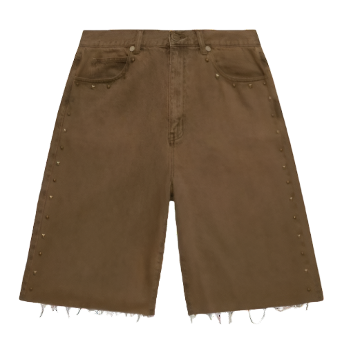 HOMME FEMME STUDDED DENIM SHORTS