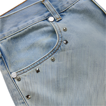 HOMME FEMME STUDDED DENIM SHORTS