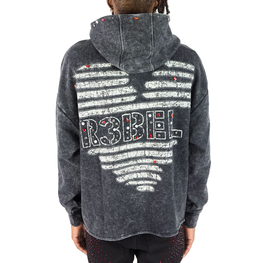 R3BEL DENIM HEART OF STEEL HOODIE by Rebel Minds