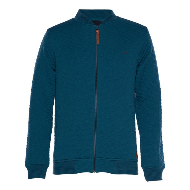 A.TIZIANO EDUARDO TEAL KNIT BOMBER JACKET