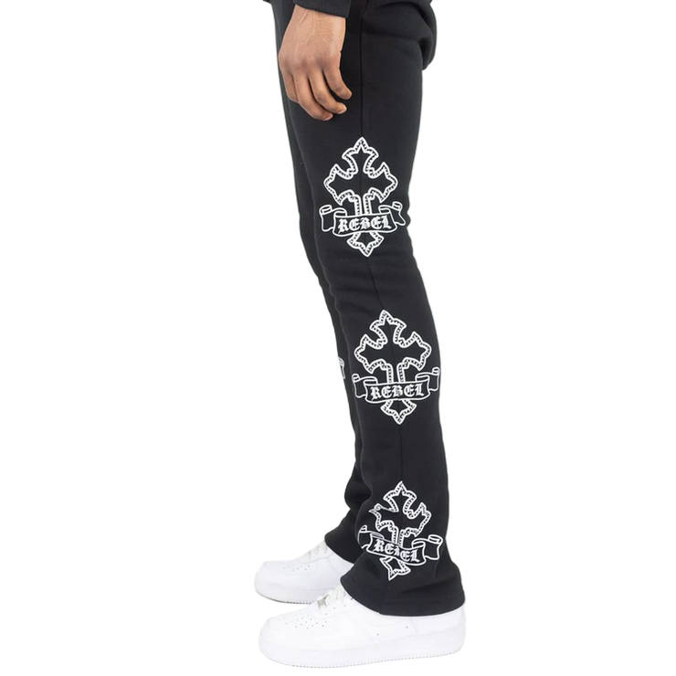 REBEL MINDS CROSS STACKED SWEATPANTS