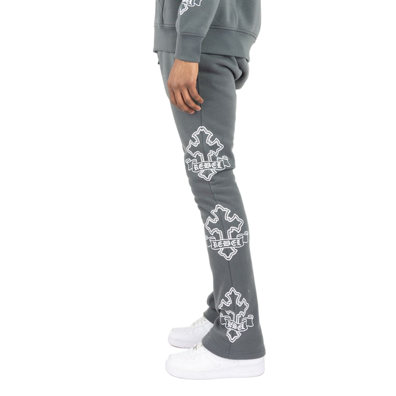REBEL MINDS CROSS STACKED SWEATPANTS