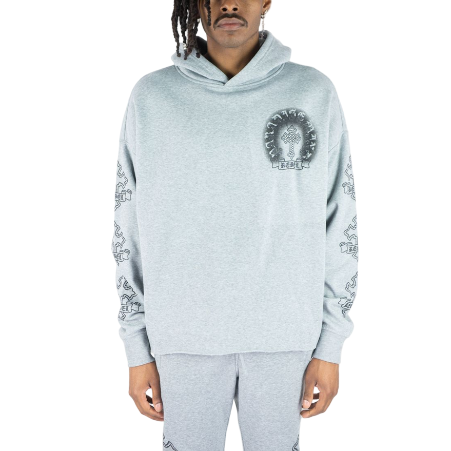 REBEL MINDS REBEL CROSS CROPPED HOODIE