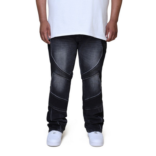 SMOKE RISE COLORBLOCK AND PIPING JEANS by SMOKE RISE