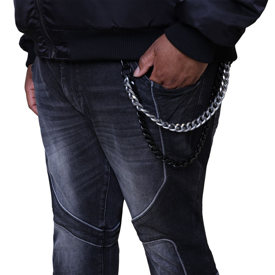 SMOKE RISE COLORBLOCK AND PIPING JEANS