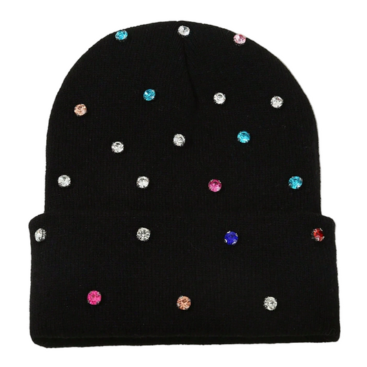 COLORED STONES BEANIE by Citywide Fashions