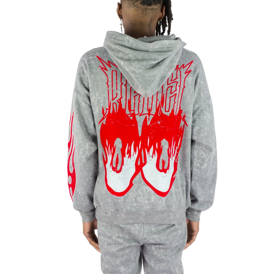 REBEL MINDS FLAME SKULL HOODIE