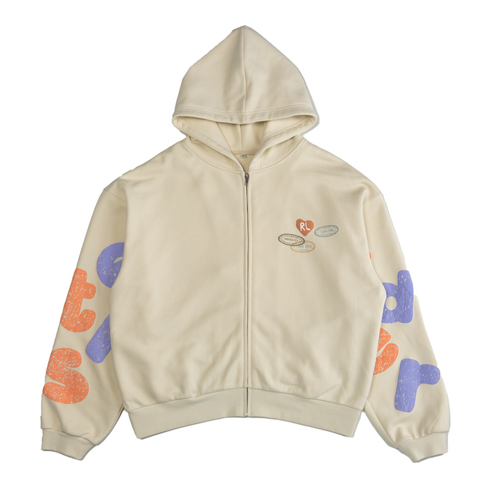 RED LETTERS WHERE U ARE ZIP UP