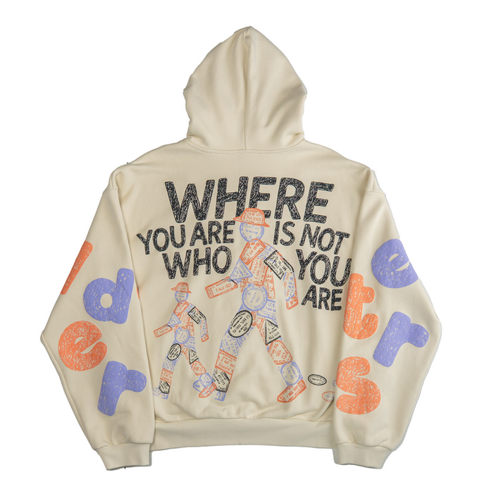 RED LETTERS WHERE U ARE ZIP UP