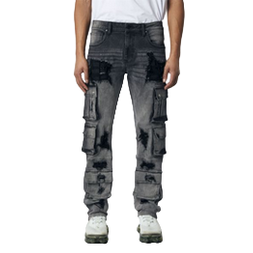 BLACK LIGHT DISTRESSED CARGO JEANS by Black Light