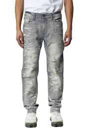 BLACK LIGHT GREY STACKED DENIM