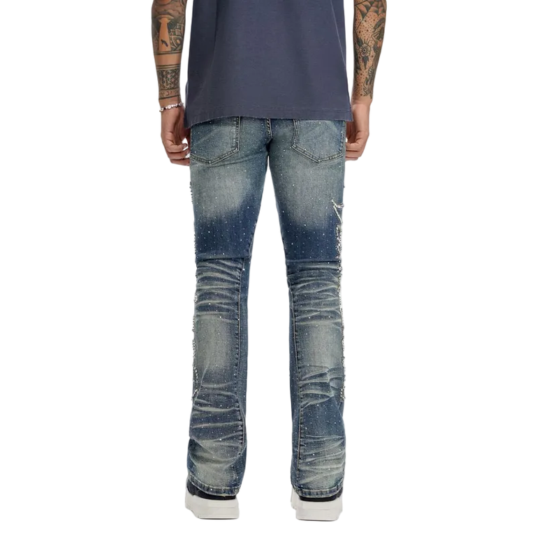 VALABASAS LATTICE STACKED JEANS