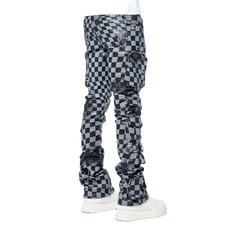 GUAPI OBSIDIAN BLACK CHECKERBOARD LEATHER PANT