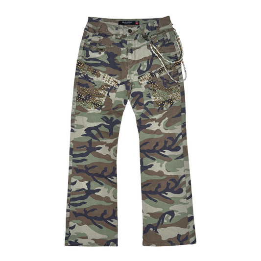 GUNZINII STUDDED OLIVE DENIM by Gunzinii