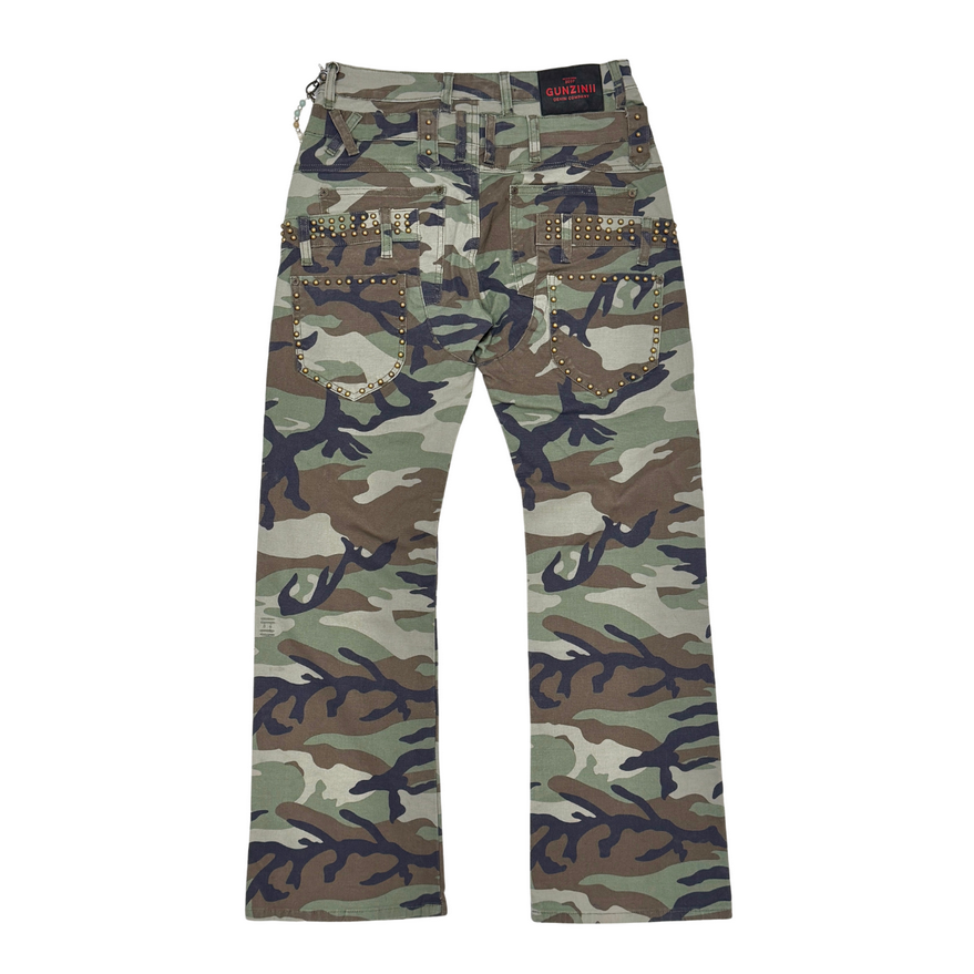 GUNZINII STUDDED OLIVE DENIM