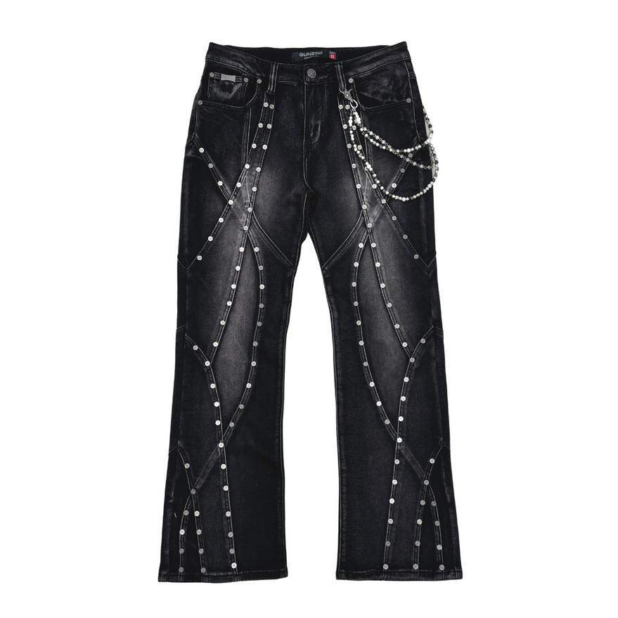 GUNZINII STUDDED BLACK DENIM