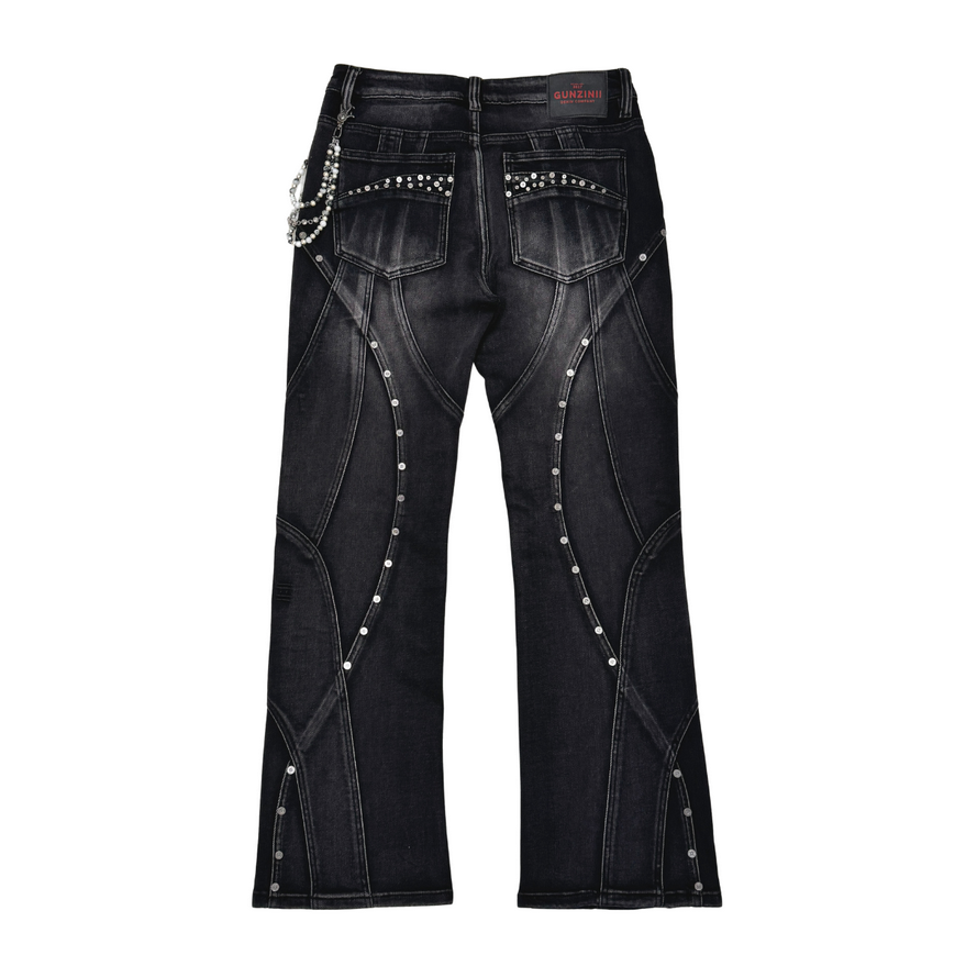 GUNZINII STUDDED BLACK DENIM