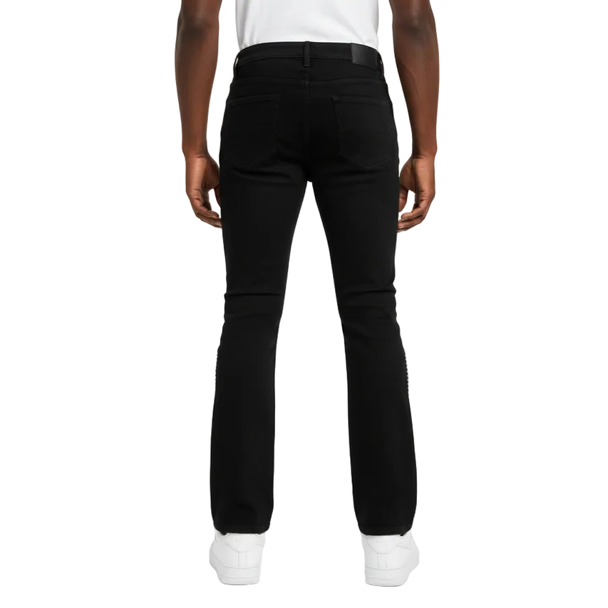 BLACK LIGHT RHINESTONES ZIPPER FLARE FIT DENIM