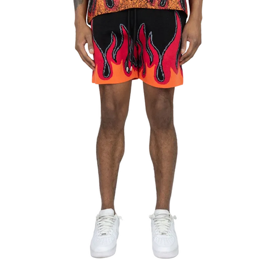 REBEL MINDS FLAME 8 BALL SWEATER SHORTS by Rebel Minds