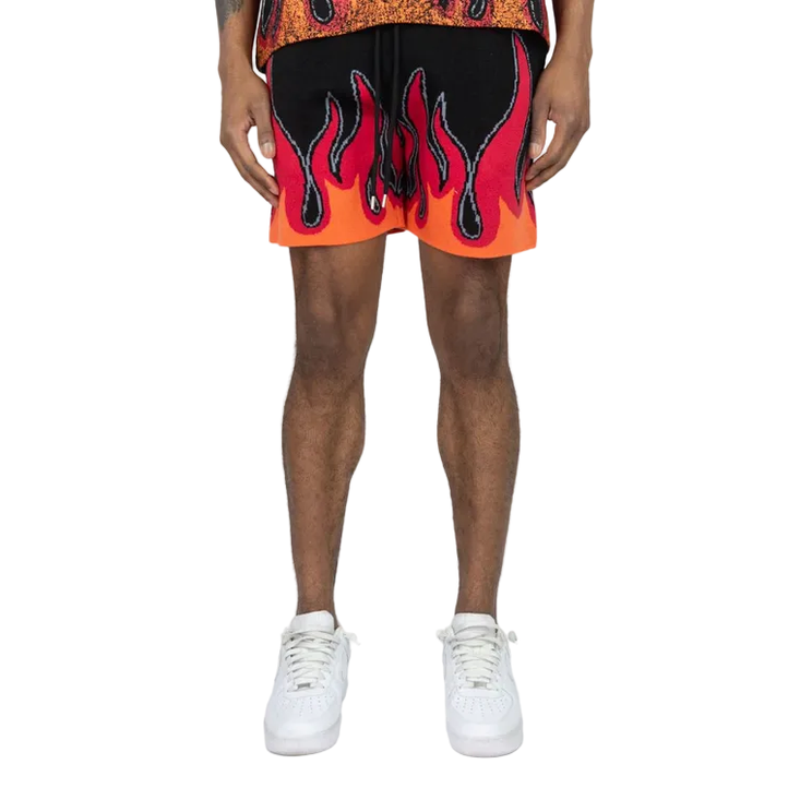 REBEL MINDS FLAME 8 BALL SWEATER SHORTS by Rebel Minds
