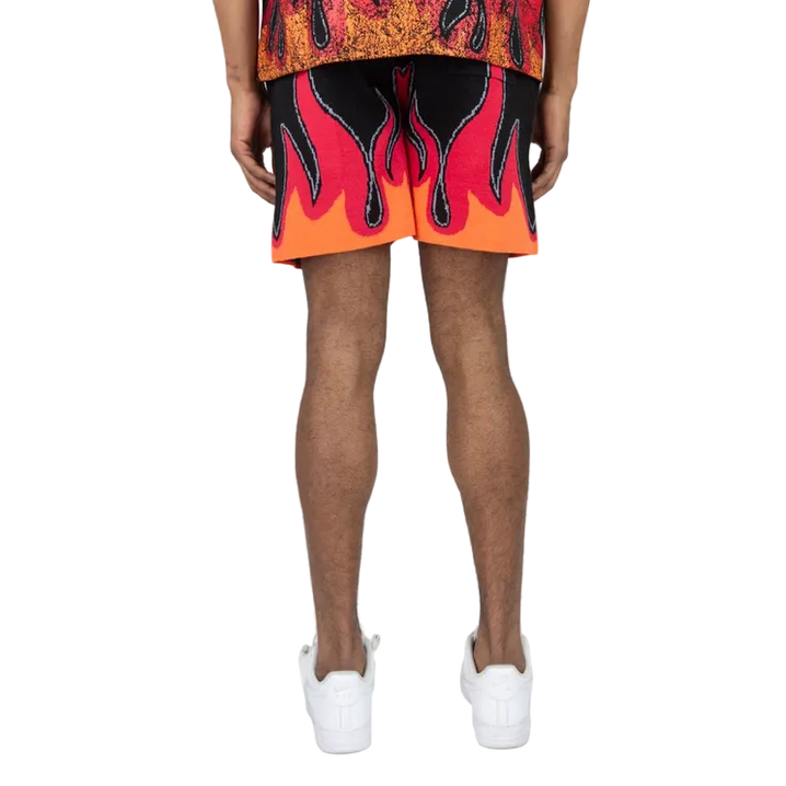 REBEL MINDS FLAME 8 BALL SWEATER SHORTS