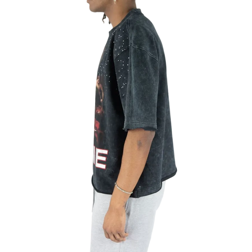 REBEL MINDS DIVINE RHINESTONE CROPPED TEE