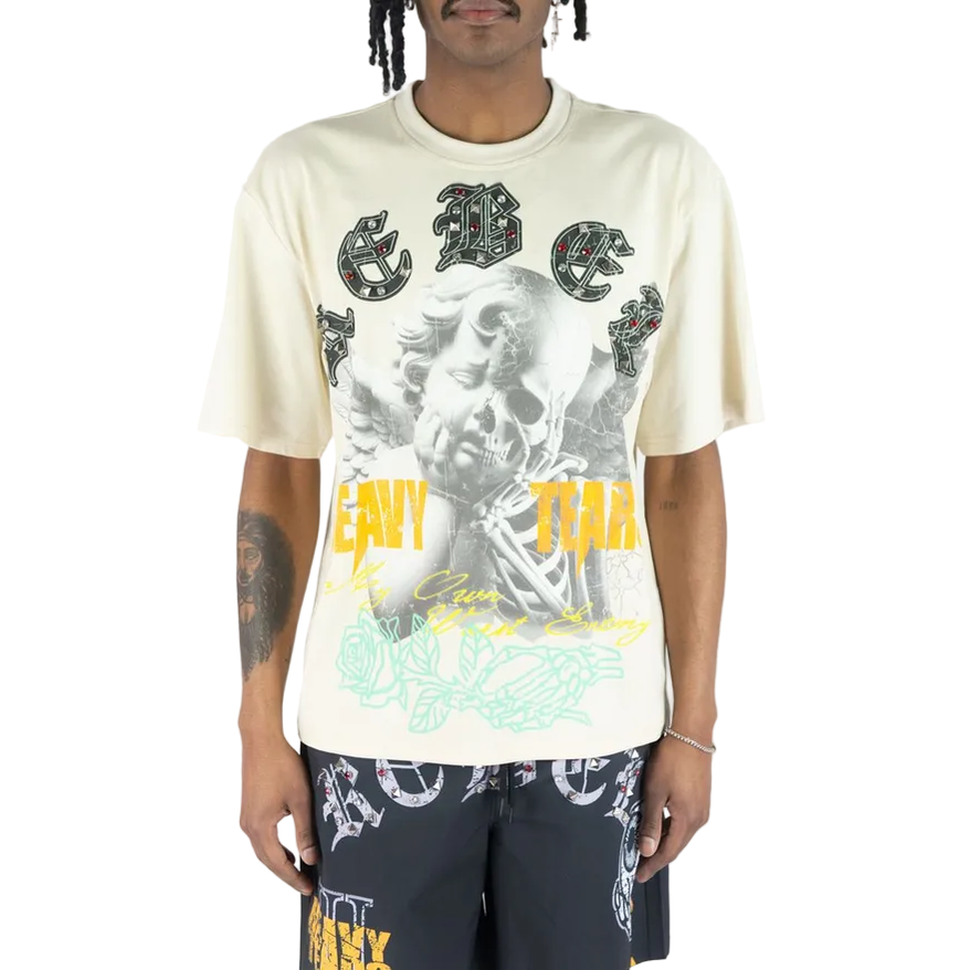 REBEL MINDS HEAVY TEARS RHINESTONE TEE by Rebel Minds