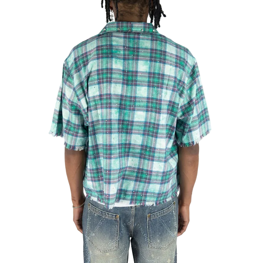R3BEL PLAID RHINESTONE SHIRT by REBEL DNMT