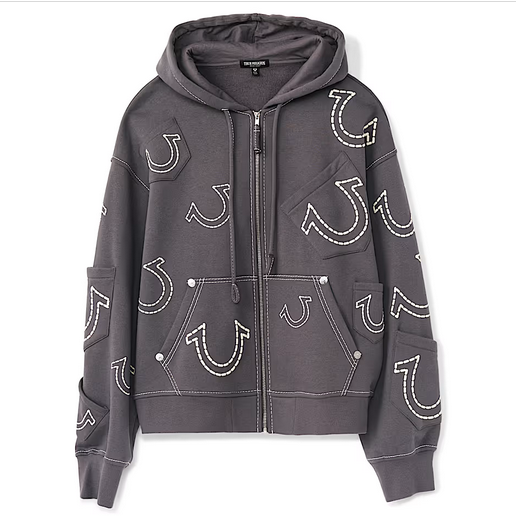 TRUE RELIGION BIG T BOXY ZIP UP