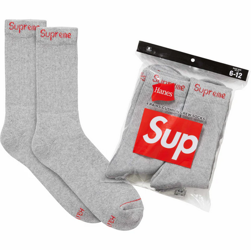 SUPREME/HANES CREW SOCKS (4 PACK)