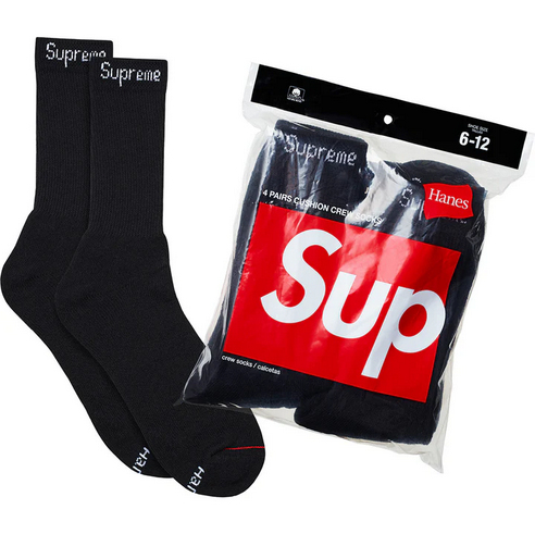 SUPREME/HANES CREW SOCKS (4 PACK) by Supreme