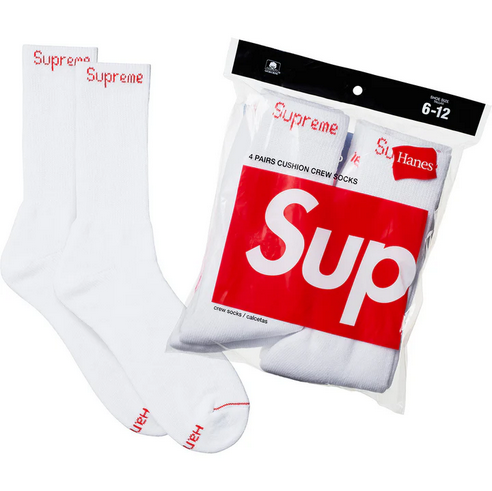 SUPREME/HANES CREW SOCKS (4 PACK)