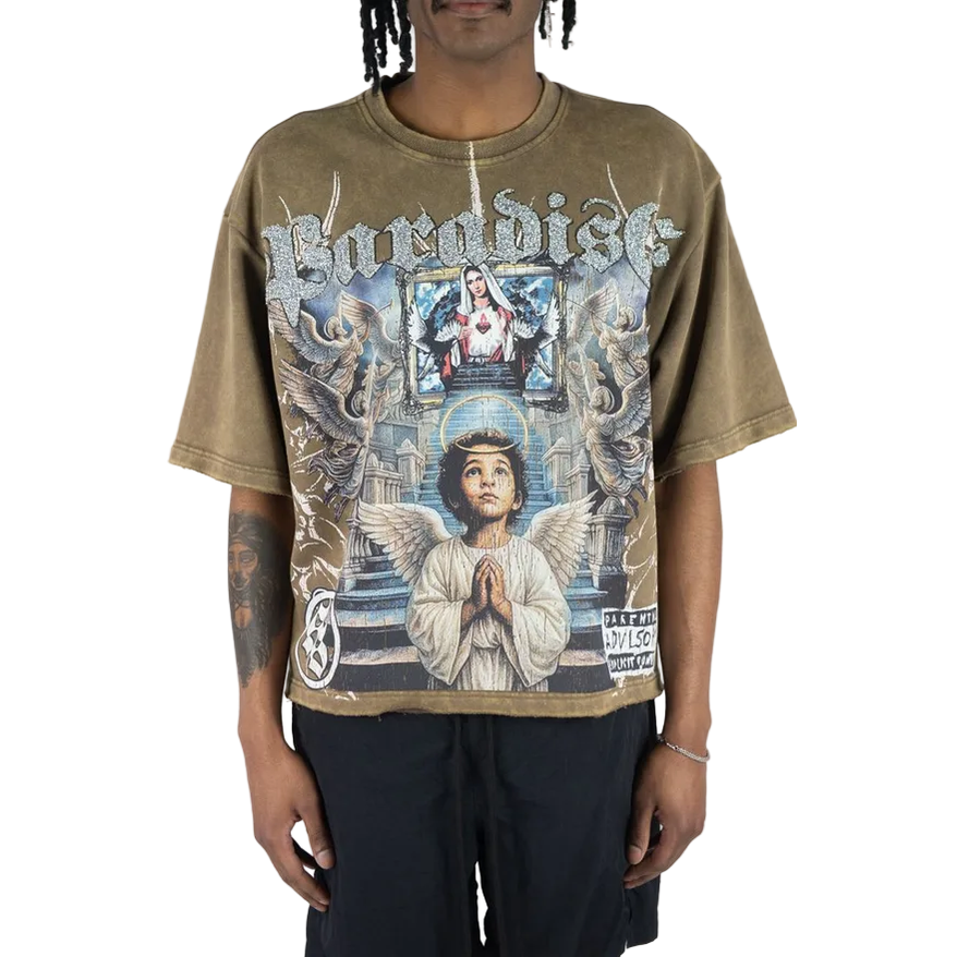REBEL MINDS PARADISE PRAYING TEE by Rebel Minds