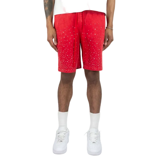 REBEL MINDS WASHED GALAXY RHINESTONE SHORTS by Rebel Minds