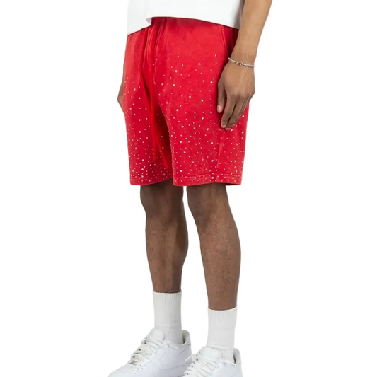 REBEL MINDS WASHED GALAXY RHINESTONE SHORTS by Rebel Minds