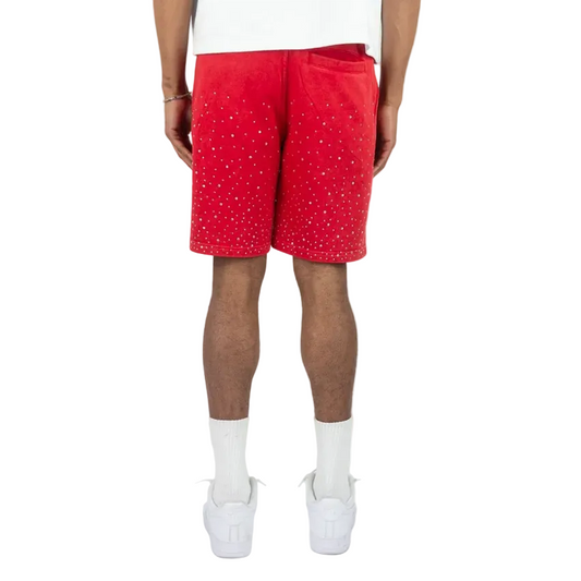REBEL MINDS WASHED GALAXY RHINESTONE SHORTS by Rebel Minds