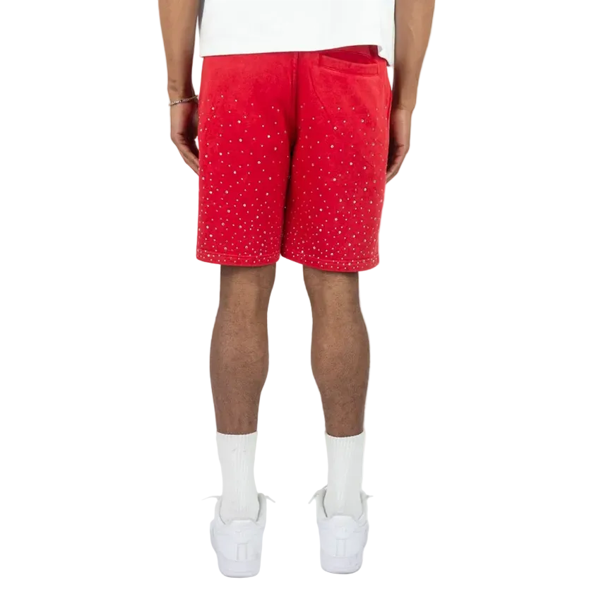 REBEL MINDS WASHED GALAXY RHINESTONE SHORTS by Rebel Minds