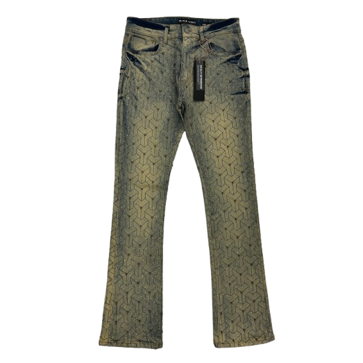 BLACK LIGHT EMBROIDERY STUD FLARED JEANS by Black Light
