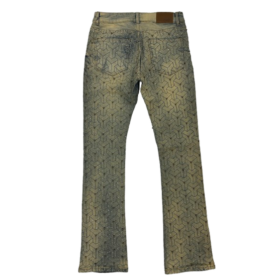 BLACK LIGHT EMBROIDERY STUD FLARED JEANS by Black Light