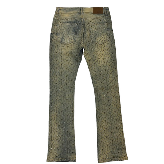 BLACK LIGHT EMBROIDERY STUD FLARED JEANS by Black Light