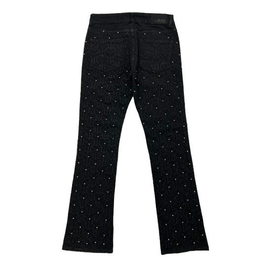BLACK LIGHT EMBROIDERY STUD FLARED JEANS by Black Light
