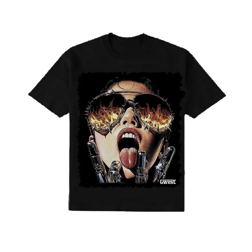 G WEST RHINESTONE FIRE VISION TEE by G-WEST