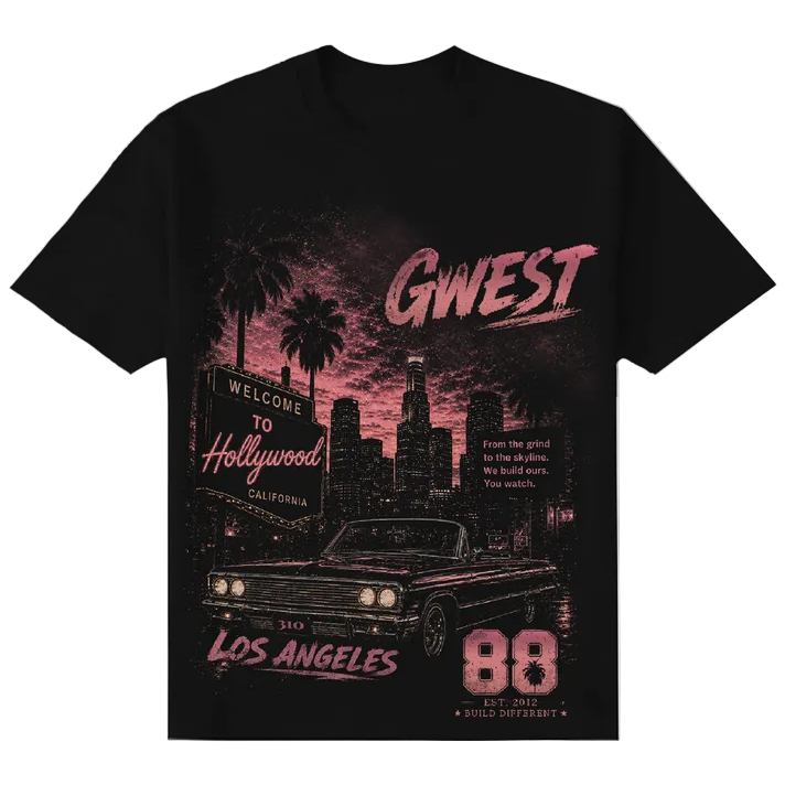 G WEST RHINESTONE WELCOME TO HOLLYWOOD TEE by G-WEST