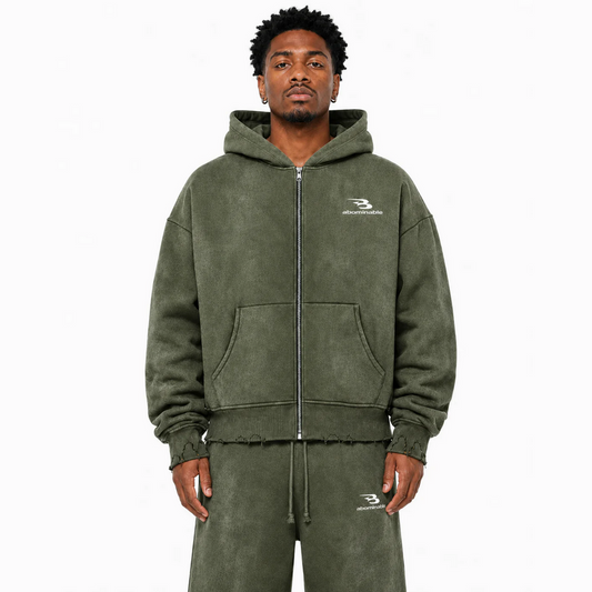 LUV ABOMINABLE WASHED ZIP HOODY by LUV ABOMINABLE