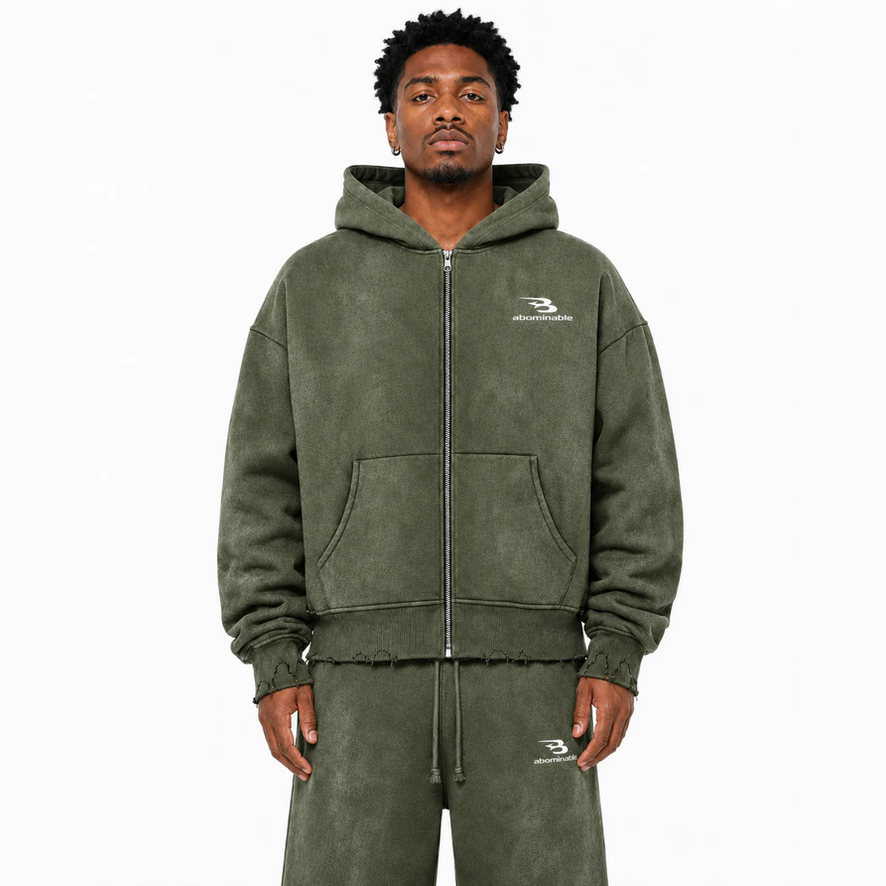 LUV ABOMINABLE WASHED ZIP HOODY by LUV ABOMINABLE