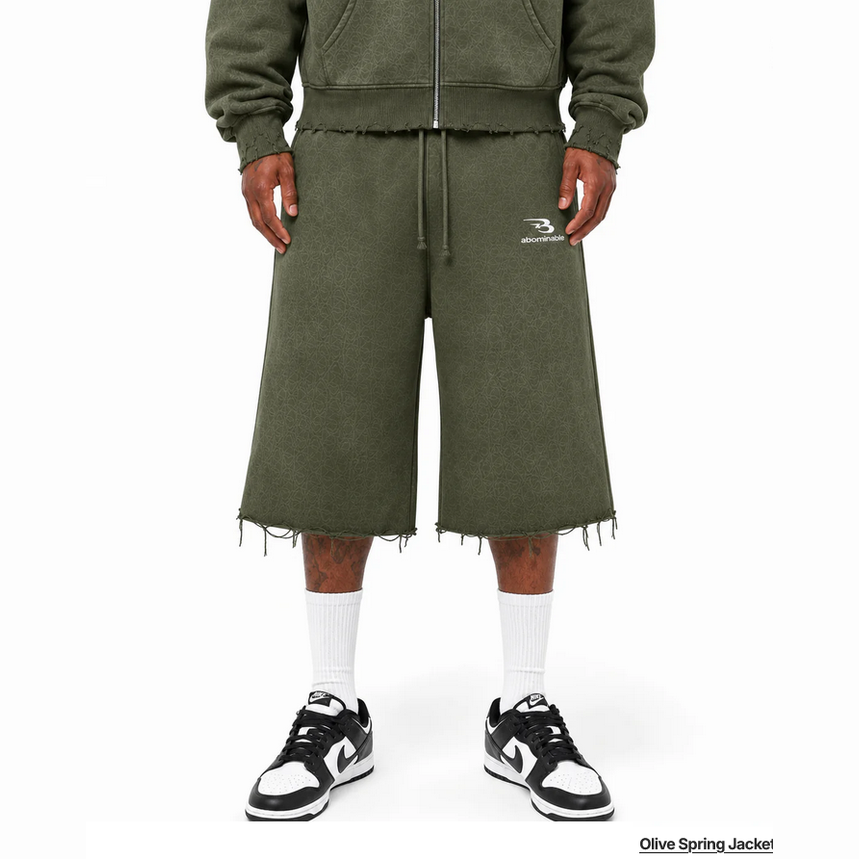 LUV ABOMINABLE WASHED LONG SHORTS by LUV ABOMINABLE