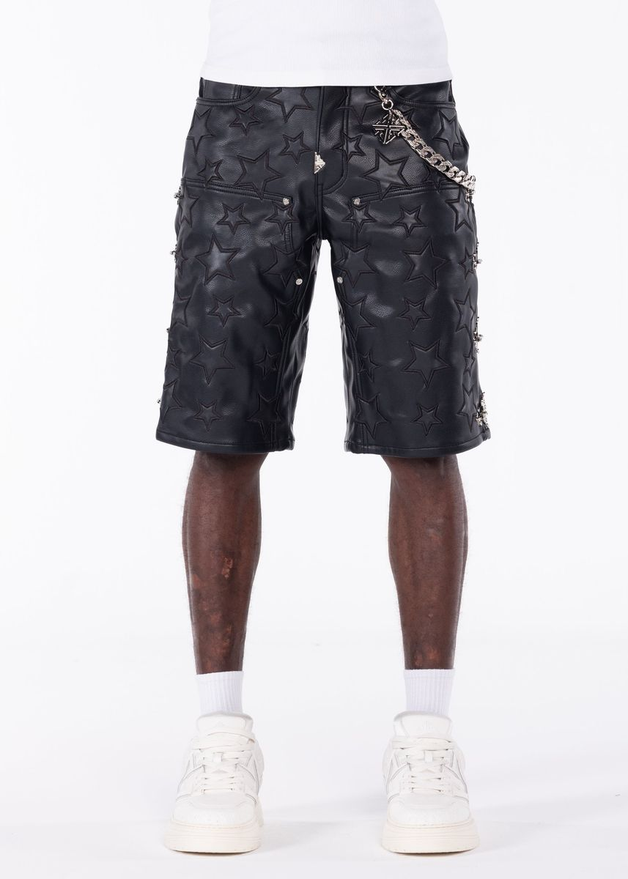 GUAPI Obsidian Black Stars Leather Shorts by GUAPI