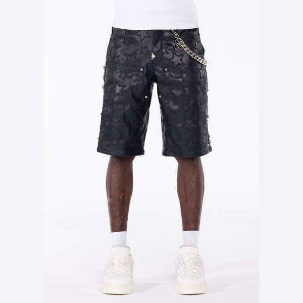 GUAPI Obsidian Black Stars Leather Shorts by GUAPI